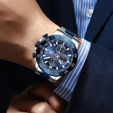 Load image into Gallery viewer, MEGALITH Watches Mens Waterproof Analogue Clock Stainless Steel Waterproof Luminous Watch Men Sports Relogio Masculino With Box